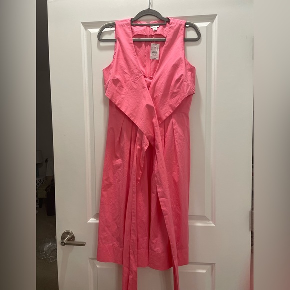 J Crew Wrap Dress Bow Tie Pink // Formal Luncheon Event Midi // Size 4 6 NWT - Picture 2 of 4